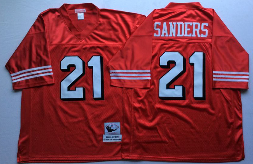 Men NFL San Francisco 49ers 21 Sanders red Mitchell Ness jersey